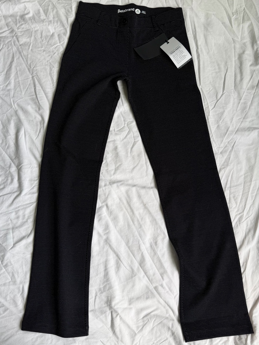 Betabrand Dress Pant Yoga Pant, Black/white dot